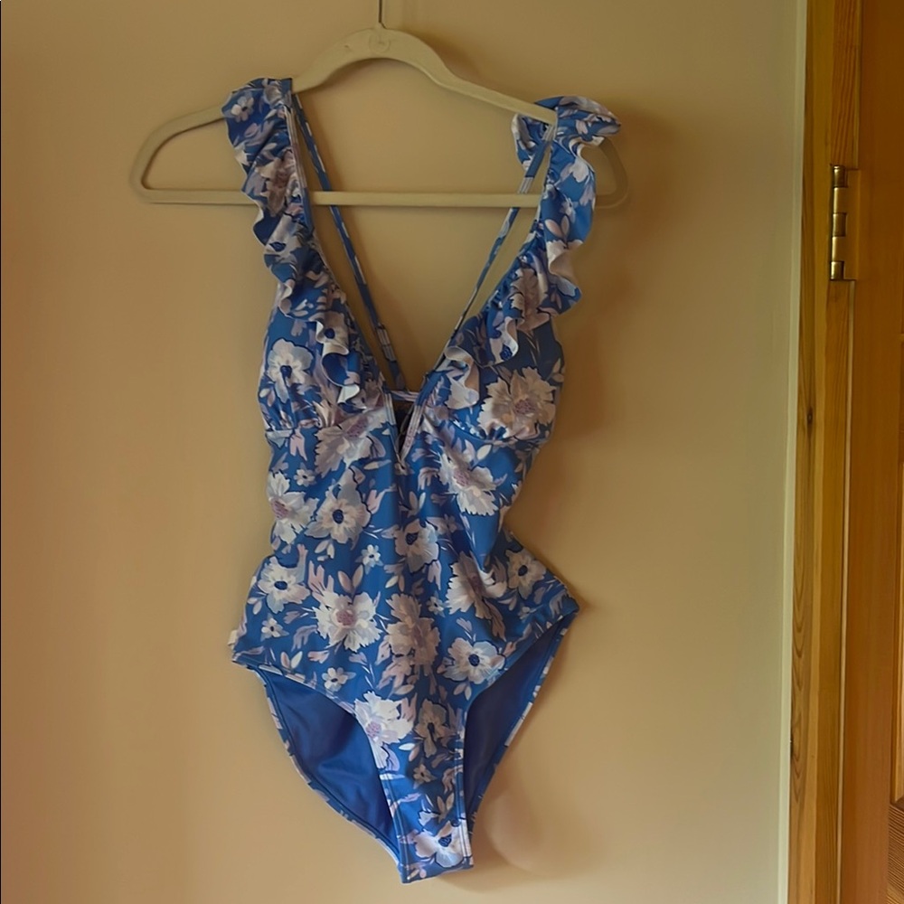 Floral Blue One-Piece Swimsuit